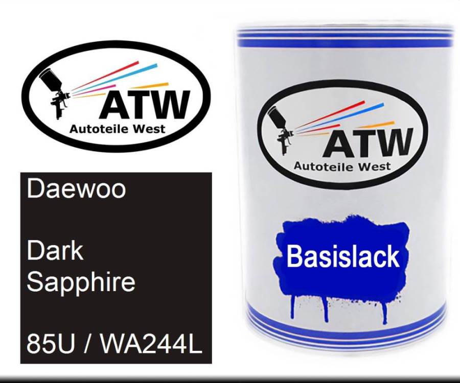 Daewoo, Dark Sapphire, 85U / WA244L: 500ml Lackdose, von ATW Autoteile West.